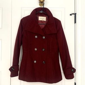 Burgundy Double Breasted Pea Coat
